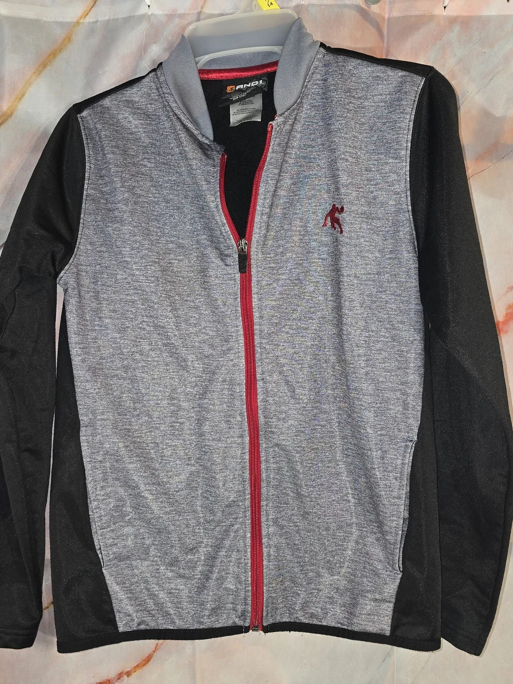 And1 Kids Zip-Up Jacket in Gray, Black & Red